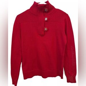 Women's Lauren Ralph Lauren Red High Button Neck Pullover Sweater Size Small